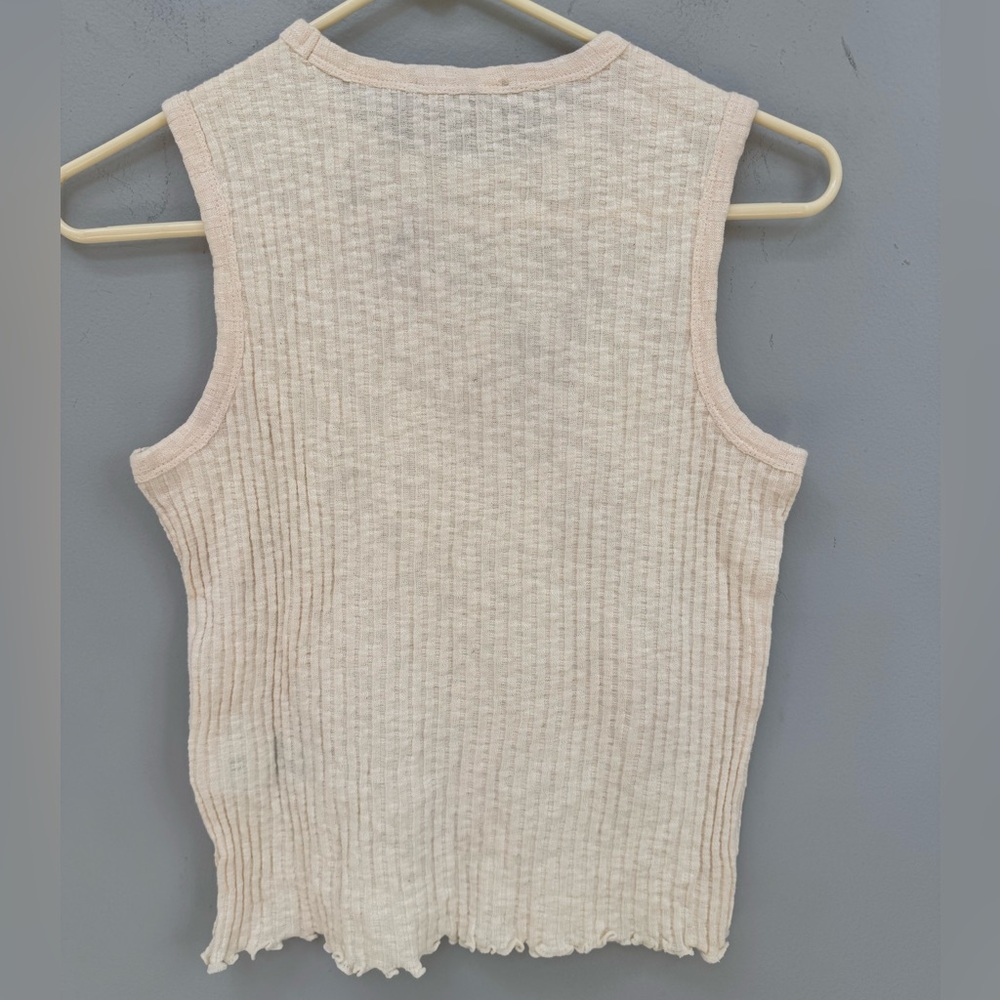 Madewell Women's Sleeveless Beige Ribbed Tank Top in Small - Picture 3 of 3